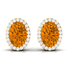 2.25 CT Citrine and Diamond Halo Stud Earrings Citrine - ( AAA ) - Quality - Rosec Jewels