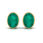 1.75 CT Bezel Set Oval Cut Emerald Solitaire Stud Earrings Emerald - ( AAA ) - Quality - Rosec Jewels