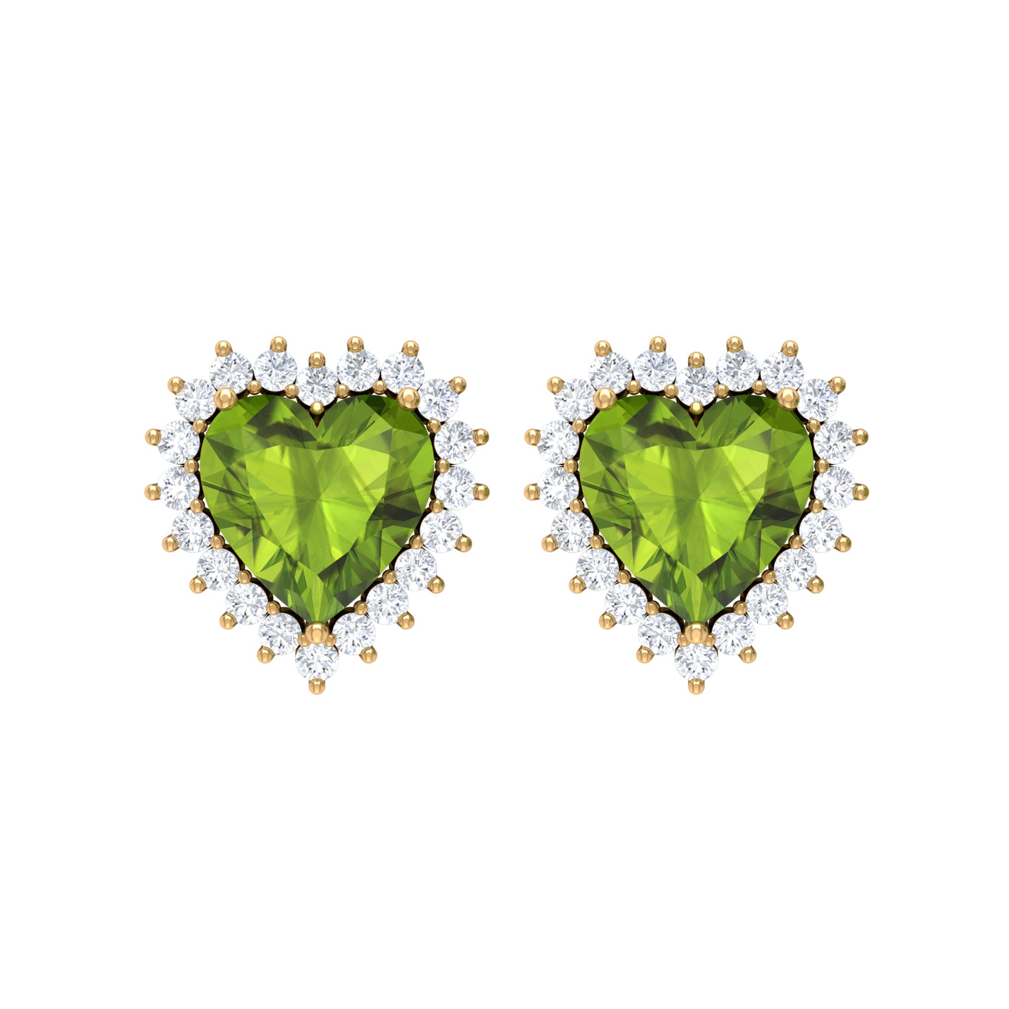 3.50 CT Heart Shaped Peridot and Moissanite Statement Stud Earrings Peridot - ( AAA ) - Quality - Rosec Jewels