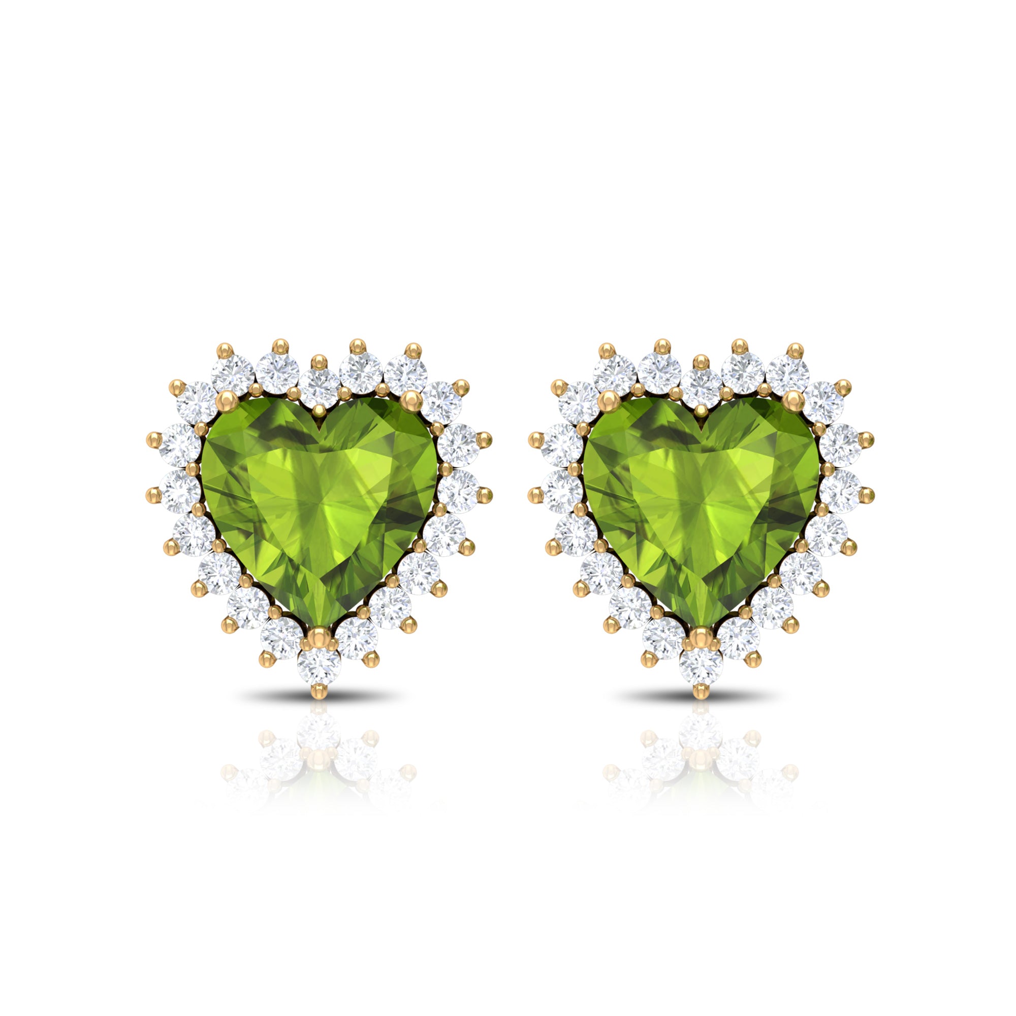 3.50 CT Heart Shaped Peridot and Moissanite Statement Stud Earrings Peridot - ( AAA ) - Quality - Rosec Jewels