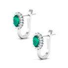 1.75 CT Oval Cut Emerald and Diamond Halo Stud Earring Emerald - ( AAA ) - Quality - Rosec Jewels