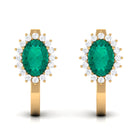 1.75 CT Oval Cut Emerald and Diamond Halo Stud Earring Emerald - ( AAA ) - Quality - Rosec Jewels