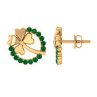 0.50 CT Emerald Eternity and Gold Clover Stud Earrings Emerald - ( AAA ) - Quality - Rosec Jewels