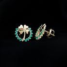 0.50 CT Emerald Eternity and Gold Clover Stud Earrings Emerald - ( AAA ) - Quality - Rosec Jewels