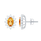 1.75 CT Oval Cut Citrine and Moissanite Sunburst Stud Earrings Citrine - ( AAA ) - Quality - Rosec Jewels