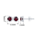 1.50 CT Simple Rhodolite Two Stone Infinity Stud Earrings Rhodolite - ( AAA ) - Quality - Rosec Jewels