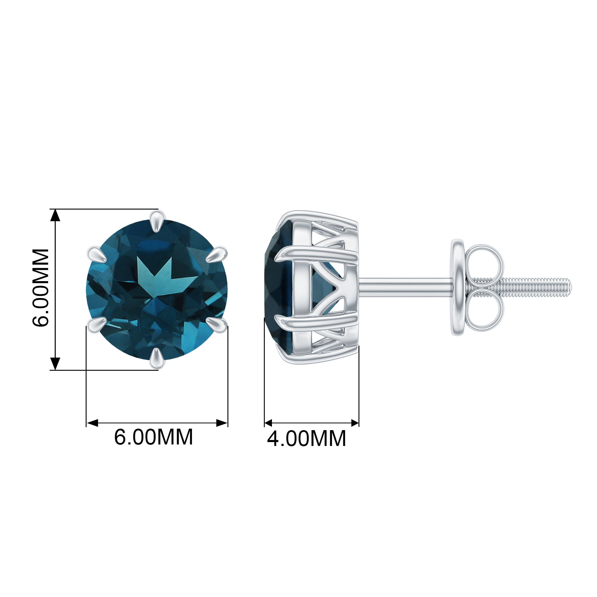 1.50 CT London Blue Topaz Solitaire Stud Earrings London Blue Topaz - ( AAA ) - Quality - Rosec Jewels