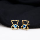 1/2 CT Aquamarine Teddy Bear Stud Earrings Aquamarine - ( AAA ) - Quality - Rosec Jewels