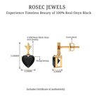 6 MM Heart Shape Black Onyx Drop Stud Earrings Black Onyx - ( AAA ) - Quality - Rosec Jewels