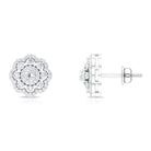 1 CT Certified Moissanite Flower Stud Earrings Moissanite - ( D-VS1 ) - Color and Clarity - Rosec Jewels