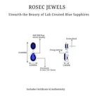 5.5 CT Classic Created Blue Sapphire Silver Dangle Earrings with Moissanite Lab Created Blue Sapphire - ( AAAA ) - Quality 92.5 Sterling Silver - Rosec Jewels