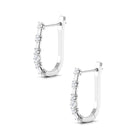 Baguette and Round Cut Diamond J Hoop Earrings Diamond - ( HI-SI ) - Color and Clarity - Rosec Jewels