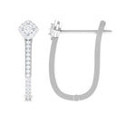 Round Cut Real Diamond Simple J Hoop Earrings Diamond - ( HI-SI ) - Color and Clarity - Rosec Jewels