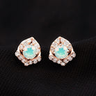 3/4 CT Ethiopian Opal Stud Earrings with Moissanite Accent Ethiopian Opal - ( AAA ) - Quality - Rosec Jewels