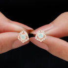 3/4 CT Ethiopian Opal Stud Earrings with Moissanite Accent Ethiopian Opal - ( AAA ) - Quality - Rosec Jewels