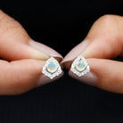 3/4 CT Ethiopian Opal Stud Earrings with Moissanite Accent Ethiopian Opal - ( AAA ) - Quality - Rosec Jewels