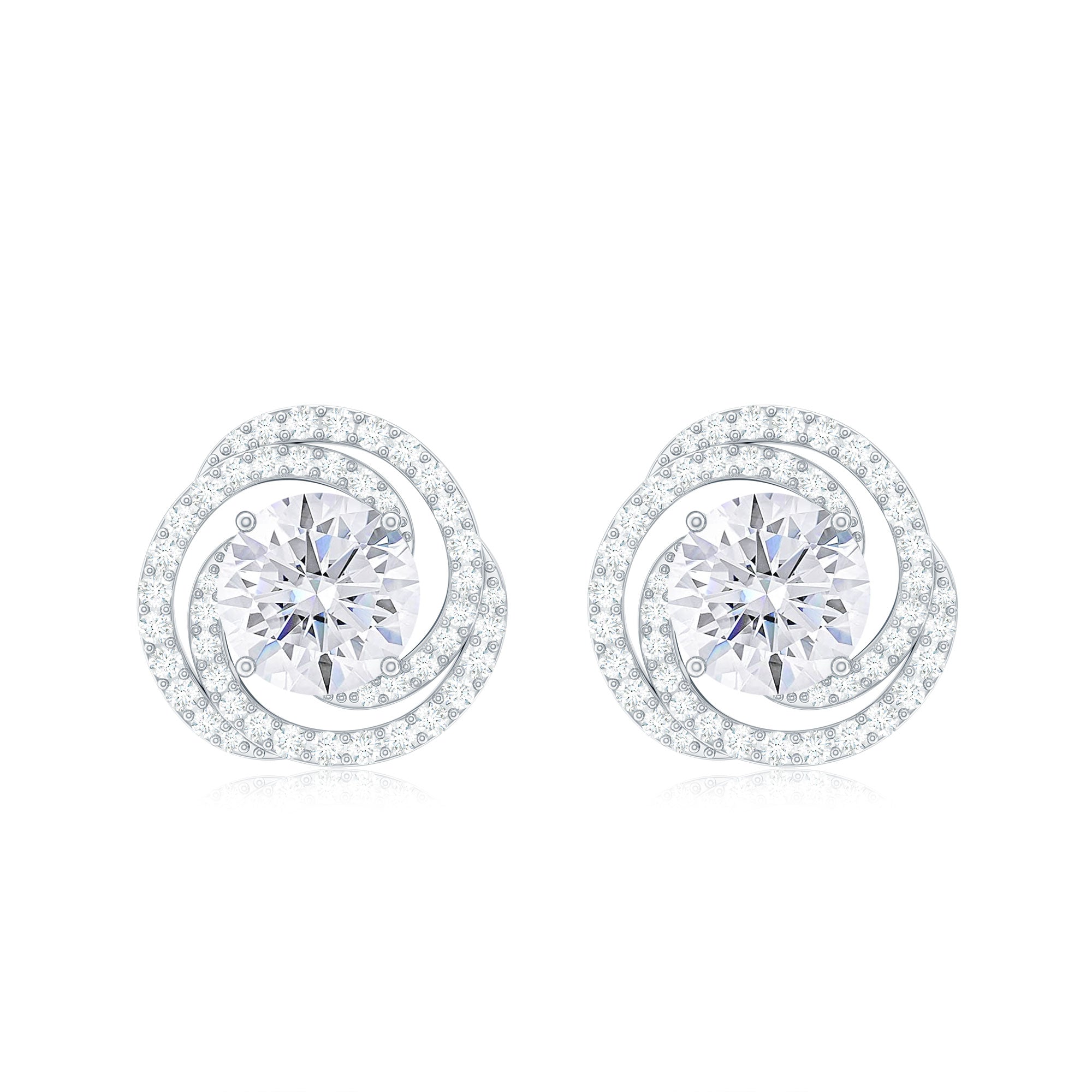 2.25 CT Moissanite Braided Halo Stud Earrings Moissanite - ( D-VS1 ) - Color and Clarity - Rosec Jewels