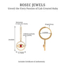 3/4 CT Created Ruby and Moissanite Evil Eye Hoop Drop Earrings Lab Created Ruby - ( AAAA ) - Quality - Rosec Jewels