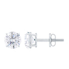 1 CT Round Shape Moissanite Solitaire Stud Earrings with Screw Back Moissanite - ( D-VS1 ) - Color and Clarity - Rosec Jewels