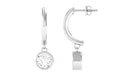 Bezel Set Moissanite and Silver Hinged Hoop Earrings - Rosec Jewels