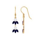 1.75 CT Blue Sapphire and Diamond Dangle Earrings Blue Sapphire - ( AAA ) - Quality - Rosec Jewels