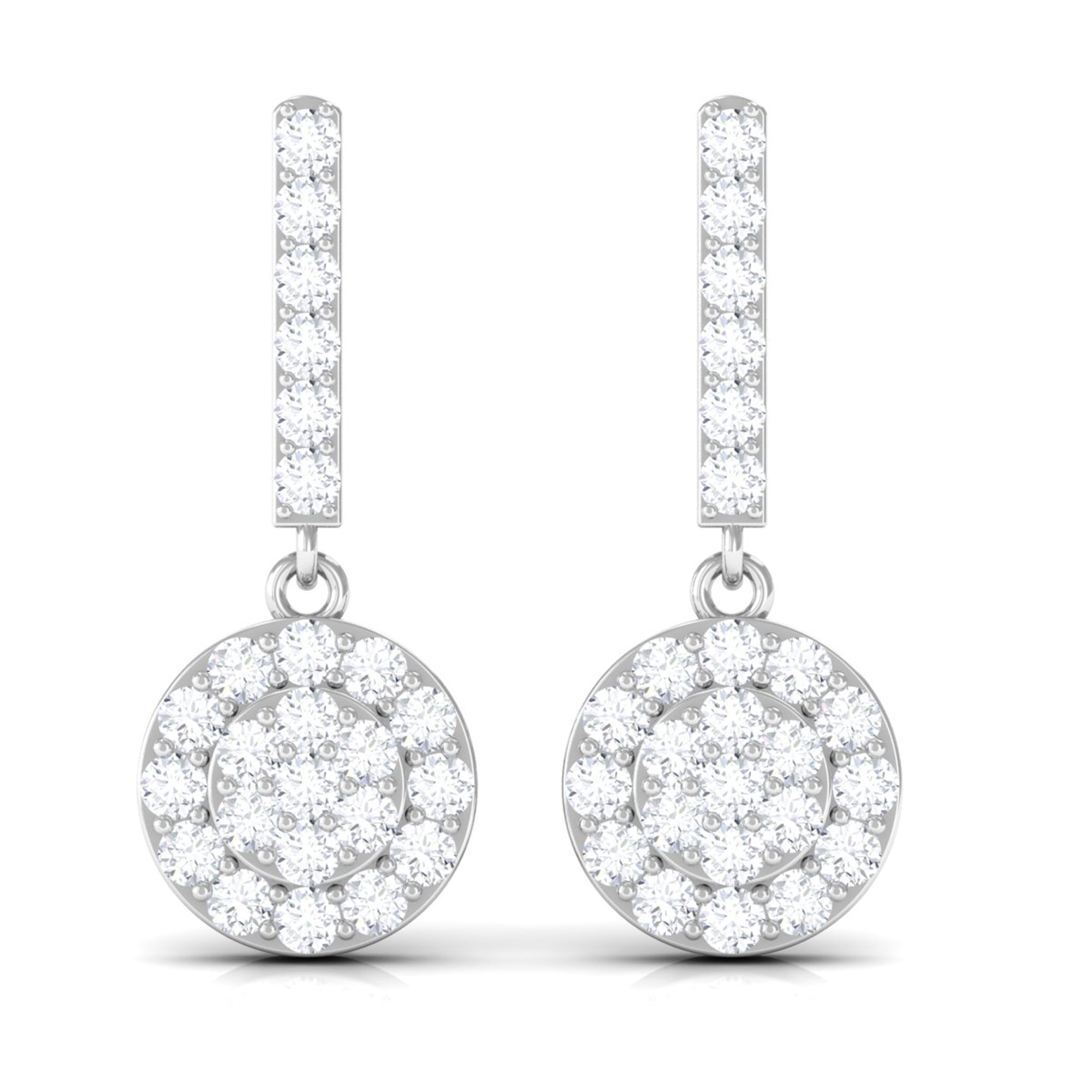 3/4 CT Real Diamond Dangle Earrings in Gold Diamond - ( HI-SI ) - Color and Clarity - Rosec Jewels