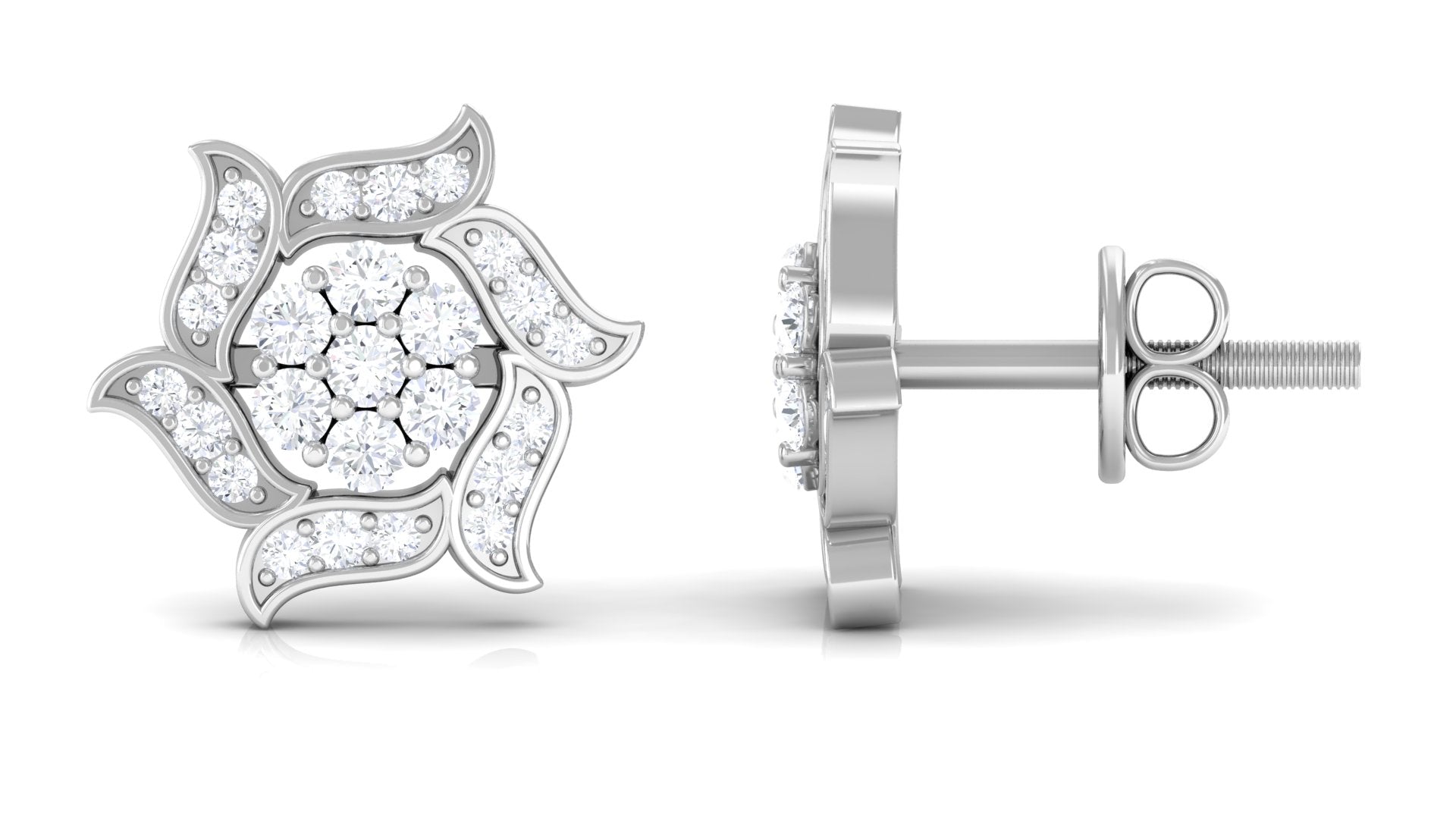 Rosec Jewels-Nature Inspired Diamond Flower Stud Earrings