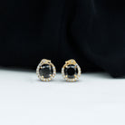 Classic Black and White Diamond Snake Stud Earrings Black Diamond - ( AAA ) - Quality - Rosec Jewels