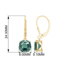 Cushion Cut Created Green Sapphire Solitaire Drop Earrings Lab Created Green Sapphire - ( AAAA ) - Quality - Rosec Jewels