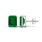 Octagon Cut Created Emerald Solitaire Stud Earrings Lab Created Emerald - ( AAAA ) - Quality - Rosec Jewels