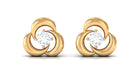 Rosec Jewels-Diamond Solitaire and Gold Swirl Stud Earring with Screw Back Closure