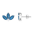 Floral Stud Earrings with London Blue Topaz and Moissanite London Blue Topaz - ( AAA ) - Quality - Rosec Jewels