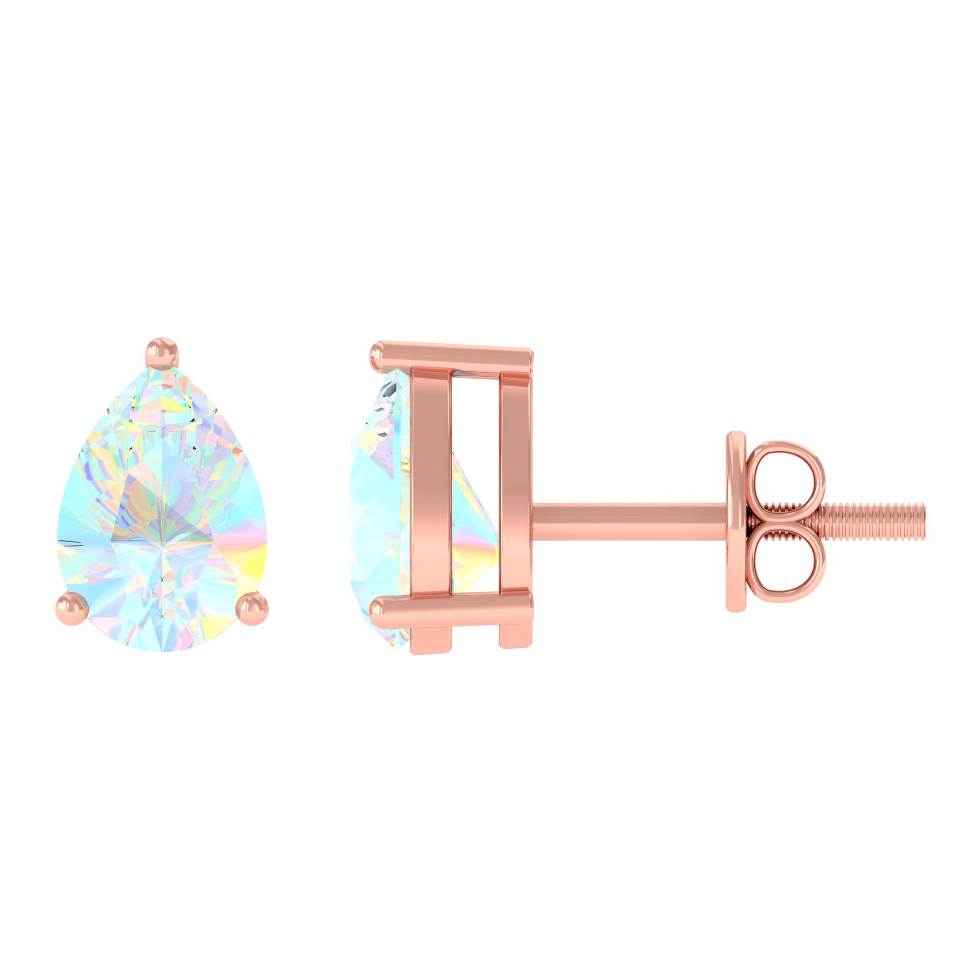 Pear Cut Ethiopian Opal Solitaire Stud Earrings in Gold Ethiopian Opal - ( AAA ) - Quality - Rosec Jewels