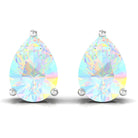 Pear Cut Ethiopian Opal Solitaire Stud Earrings in Gold Ethiopian Opal - ( AAA ) - Quality - Rosec Jewels