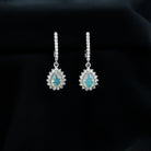 2.75 CT Ethiopian Opal Bridal Teardrop Silver Hoop Earrings with Moissanite Accent - Rosec Jewels