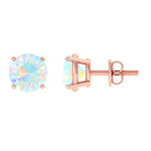 Real Ethiopian Opal Solitaire Stud Earrings Ethiopian Opal - ( AAA ) - Quality - Rosec Jewels