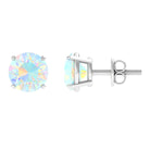 Real Ethiopian Opal Solitaire Stud Earrings Ethiopian Opal - ( AAA ) - Quality - Rosec Jewels