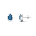 1.75 CT Classic Pear Cut London Blue Topaz and Diamond Stud Earrings London Blue Topaz - ( AAA ) - Quality - Rosec Jewels