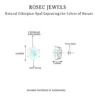 8 MM Genuine Round Ethiopian Opal Solitaire Stud Earrings in 6 Claw Setting Ethiopian Opal - ( AAA ) - Quality - Rosec Jewels