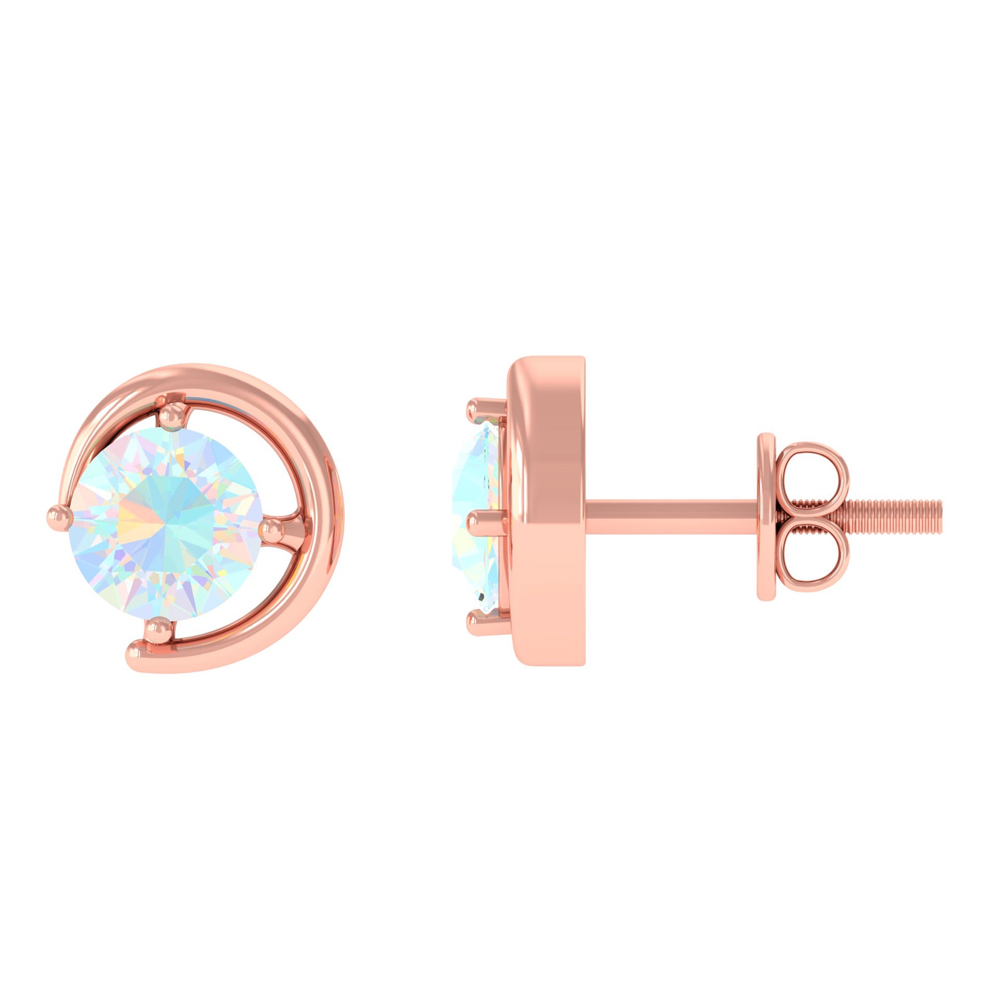 5 MM Prong Set Ethiopian Opal Solitaire Stud Earrings Ethiopian Opal - ( AAA ) - Quality - Rosec Jewels