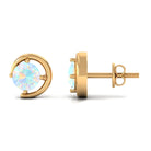 5 MM Prong Set Ethiopian Opal Solitaire Stud Earrings Ethiopian Opal - ( AAA ) - Quality - Rosec Jewels