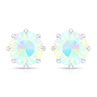 Round Shape Ethiopian Opal Solitaire Stud Earrings in 8 Claw Prong Setting Ethiopian Opal - ( AAA ) - Quality - Rosec Jewels