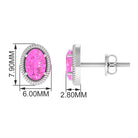 Oval Cut Pink Sapphire Solitaire Stud Earrings in Rope Frame Pink Sapphire - ( AAA ) - Quality - Rosec Jewels