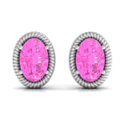 Oval Cut Pink Sapphire Solitaire Stud Earrings in Rope Frame Pink Sapphire - ( AAA ) - Quality - Rosec Jewels