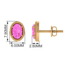 Oval Cut Pink Sapphire Solitaire Stud Earrings in Rope Frame Pink Sapphire - ( AAA ) - Quality - Rosec Jewels