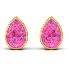 Bezel Set Pear Cut Pink Sapphire Solitaire Stud Earrings Pink Sapphire - ( AAA ) - Quality - Rosec Jewels