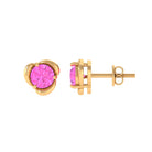 Round Cut Solitaire Pink Sapphire Flower Stud Earrings Pink Sapphire - ( AAA ) - Quality - Rosec Jewels