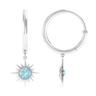 3/4 CT Milgrain Bezel Set Sky Blue Topaz Sunburst Drop Hoop Earrings Sky Blue Topaz - ( AAA ) - Quality - Rosec Jewels