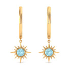 3/4 CT Milgrain Bezel Set Sky Blue Topaz Sunburst Drop Hoop Earrings Sky Blue Topaz - ( AAA ) - Quality - Rosec Jewels