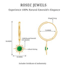 Milgrain Bezel Set Emerald Sunburst Hoop Drop Earrings Emerald - ( AAA ) - Quality - Rosec Jewels